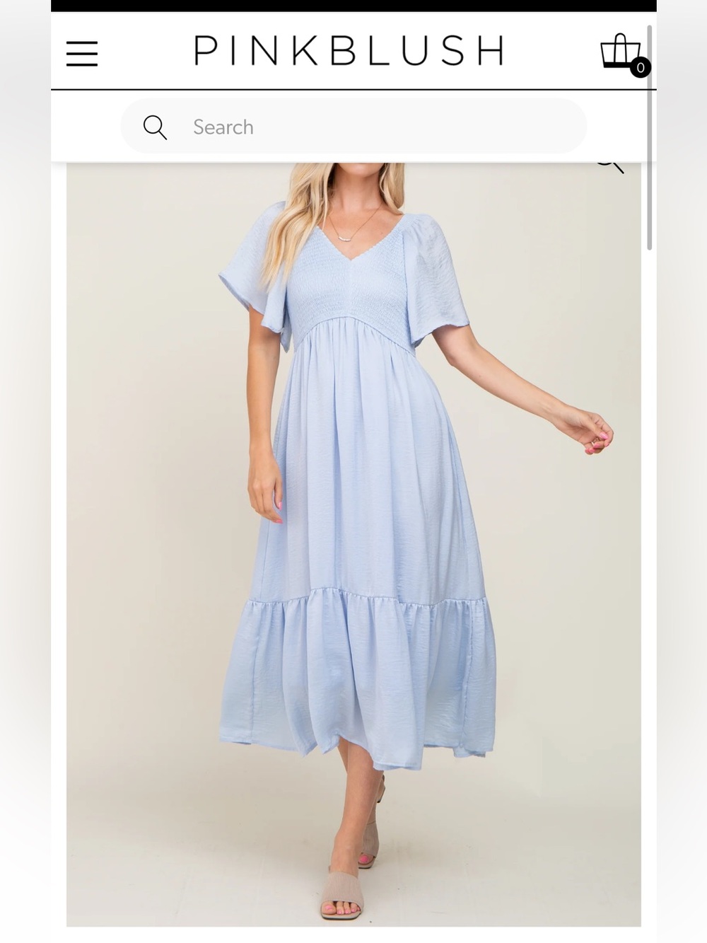 PinkBlush Maternity Blue Midi Dress